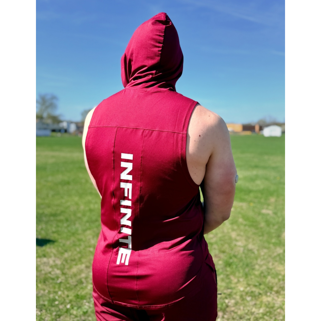 INFINITE Crimson Red Sleeveless Hoodie