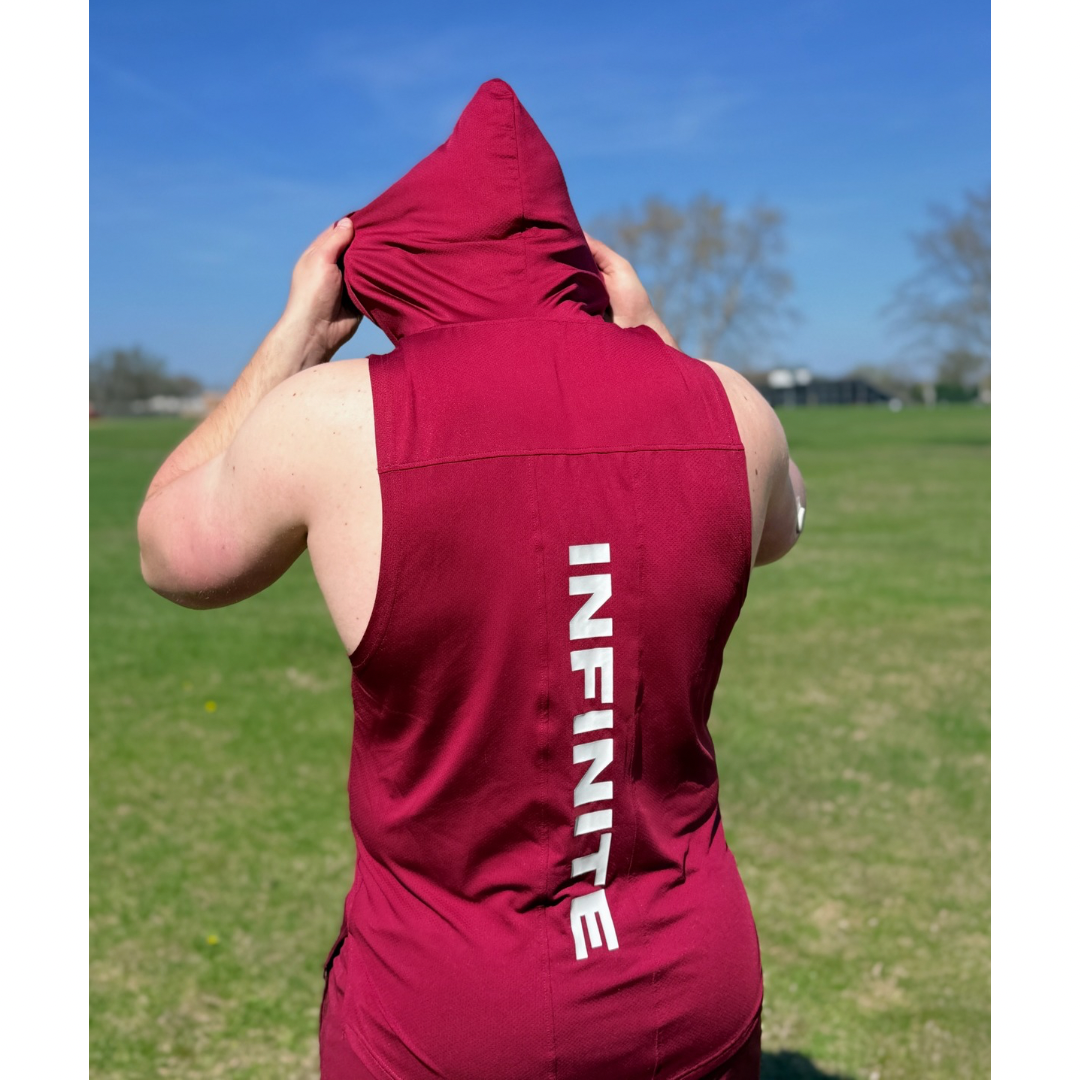 INFINITE Crimson Red Sleeveless Hoodie